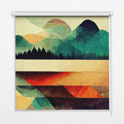 Blackout roller blind for window Abstract mountains