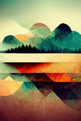 Blackout roller blind for window Abstract mountains