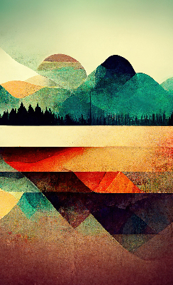 Blackout roller blind for window Abstract mountains