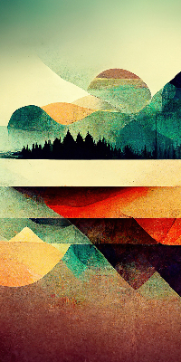 Blackout roller blind with abstract mountain design