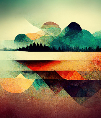 Blackout roller blind for window Abstract mountains