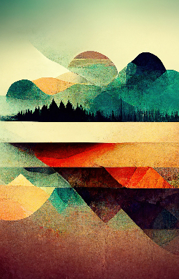Blackout roller blind for window Abstract mountains