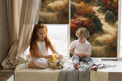 Fabric roller blind for window View from the top