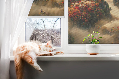 Fabric roller blind for window View from the top