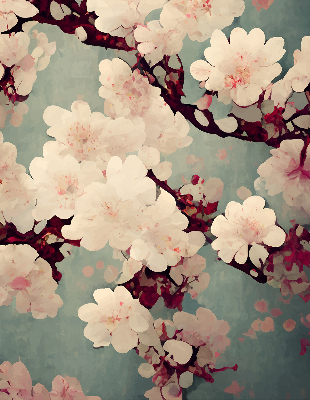 Blackout roller blind Cherry blossom