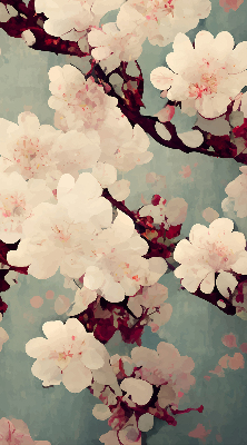Blackout roller blind Cherry blossom