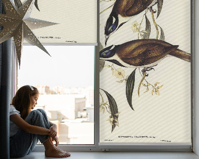 Blackout roller blind for window Birds on a tree