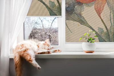 Fabric roller blind for window Flower