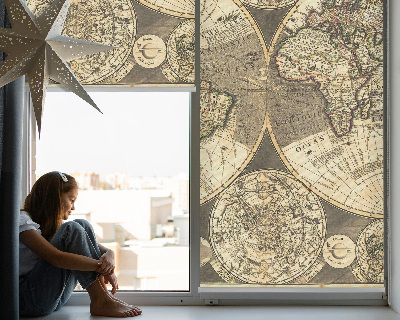 Blackout roller blind for window World map