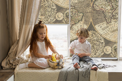 Blackout roller blind for window World map
