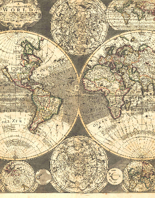 Blackout roller blind for window World map