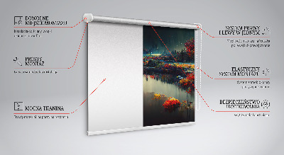 Blackout roller blind for window River in the moonlight