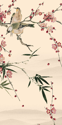 Blackout roller blind Cherry Blossom and Bird