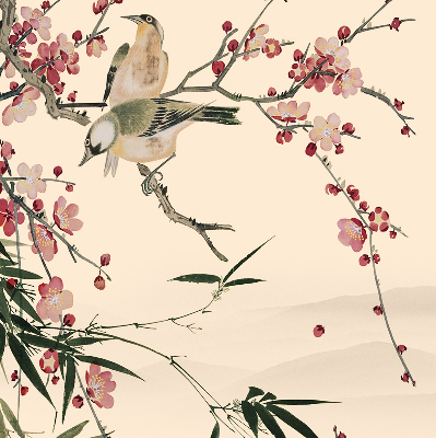 Blackout roller blind Cherry Blossom and Bird