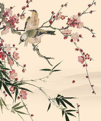 Blackout roller blind Cherry Blossom and Bird