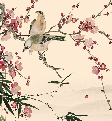 Blackout roller blind Cherry Blossom and Bird