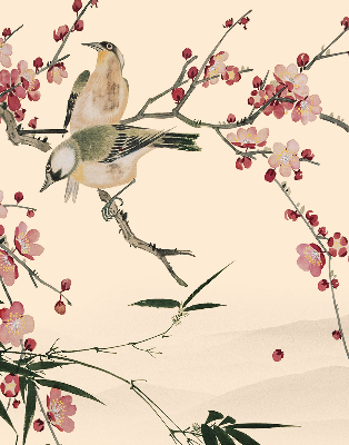 Blackout roller blind Cherry Blossom and Bird