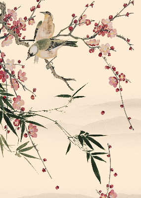 Blackout roller blind Cherry Blossom and Bird