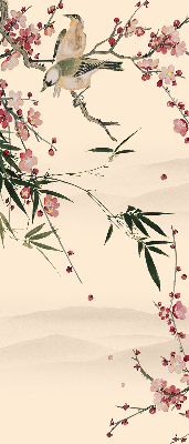 Blackout roller blind Cherry Blossom and Bird