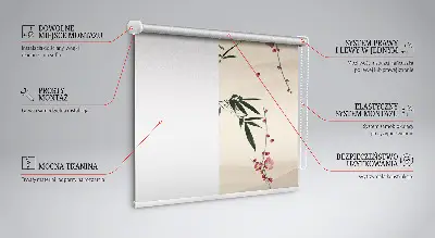 Blackout roller blind with cherry blossom and bird print