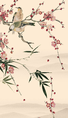 Blackout roller blind Cherry Blossom and Bird
