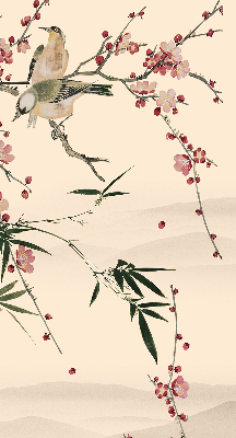 Blackout roller blind Cherry Blossom and Bird