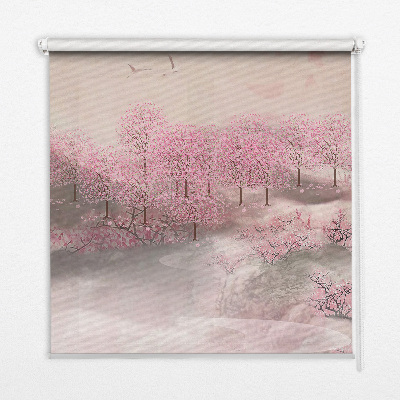Blackout roller blind cherry blossom garden print
