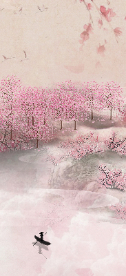 Blackout roller blind Cherry Blossom Garden