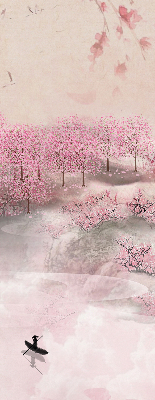 Blackout roller blind Cherry Blossom Garden