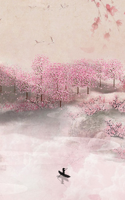 Blackout roller blind Cherry Blossom Garden