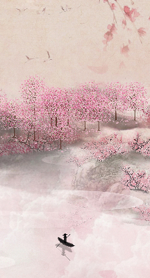 Blackout roller blind Cherry Blossom Garden