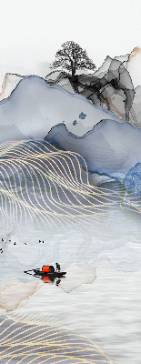 Blackout roller blind for window blurry mountains print