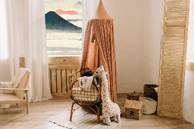 Fabric roller blind painted mountains design for window