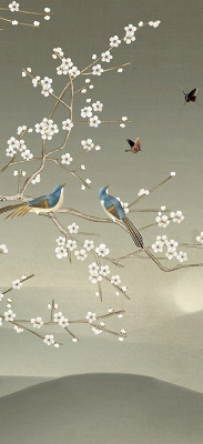 Blackout roller blind for window Birds on a branch