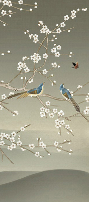 Blackout roller blind for window Birds on a branch