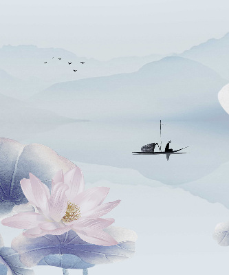 Blackout roller blind featuring a fisherman on a boat design