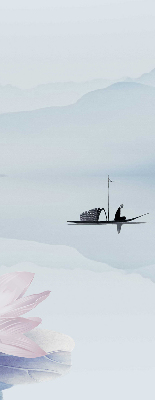 Blackout roller blind featuring a fisherman on a boat design
