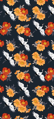 Blackout roller blind for window Flowers and cranes