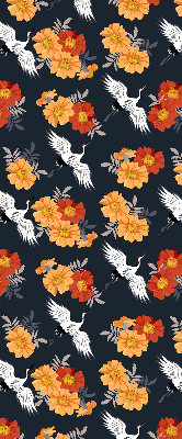 Blackout roller blind for window Flowers and cranes