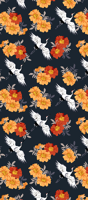 Blackout roller blind for window Flowers and cranes