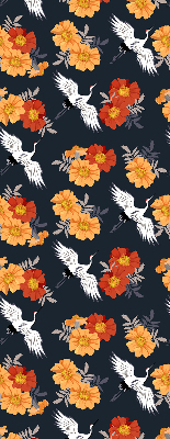 Blackout roller blind for window Flowers and cranes