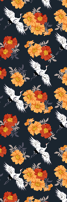 Blackout roller blind for window Flowers and cranes
