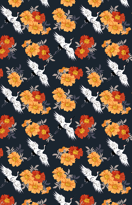 Blackout roller blind for window Flowers and cranes