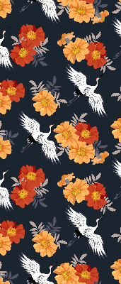 Blackout roller blind for window Flowers and cranes
