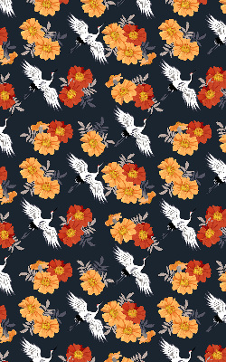 Blackout roller blind for window Flowers and cranes