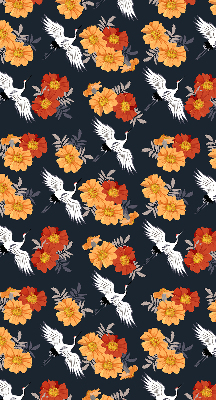 Blackout roller blind for window Flowers and cranes