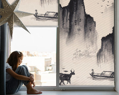 Fabric roller blind for window Rocks