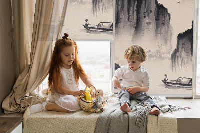 Fabric roller blind for window Rocks