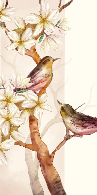 Blackout roller blind birds on a tree with flowers design