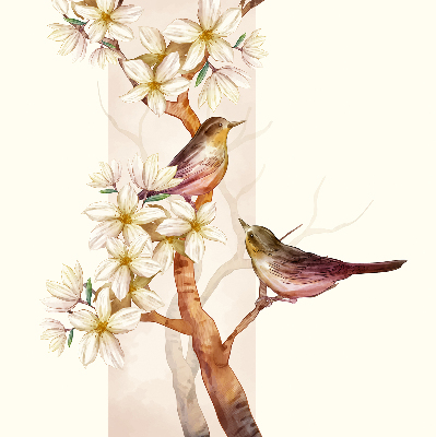 Blackout roller blind birds on a tree with flowers design